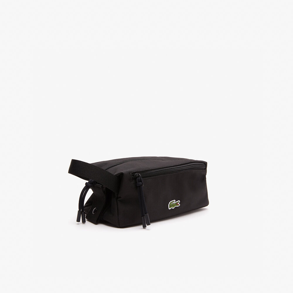 Unisex Zippered Toiletry Bag Black Lacoste